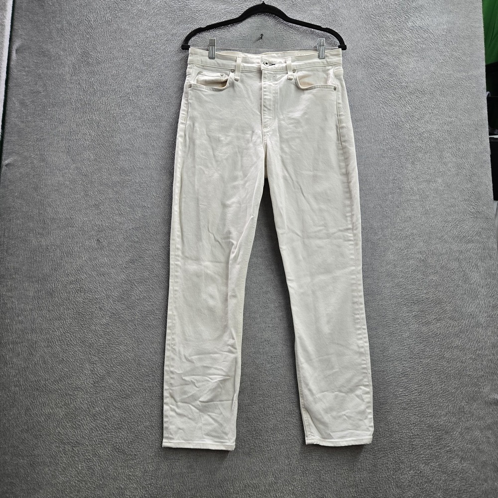 Rag & Bone Women Jeans 29 White Denim Ankle Nina High-Rise Ankle Cigarette READ